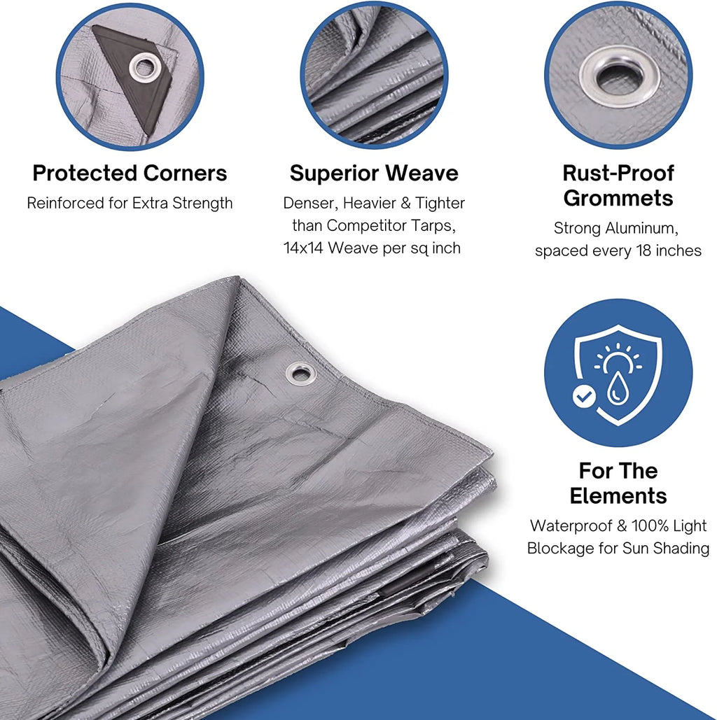 Heavy-Duty 10-mil Silver Poly Tarp C55132