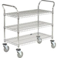 Utility Cart, 3 Shelf, Chrome, Polyurethane Casters T421763
