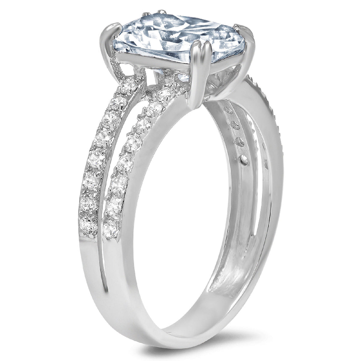 18K White Gold Solitaire Ring with Accents N177570
