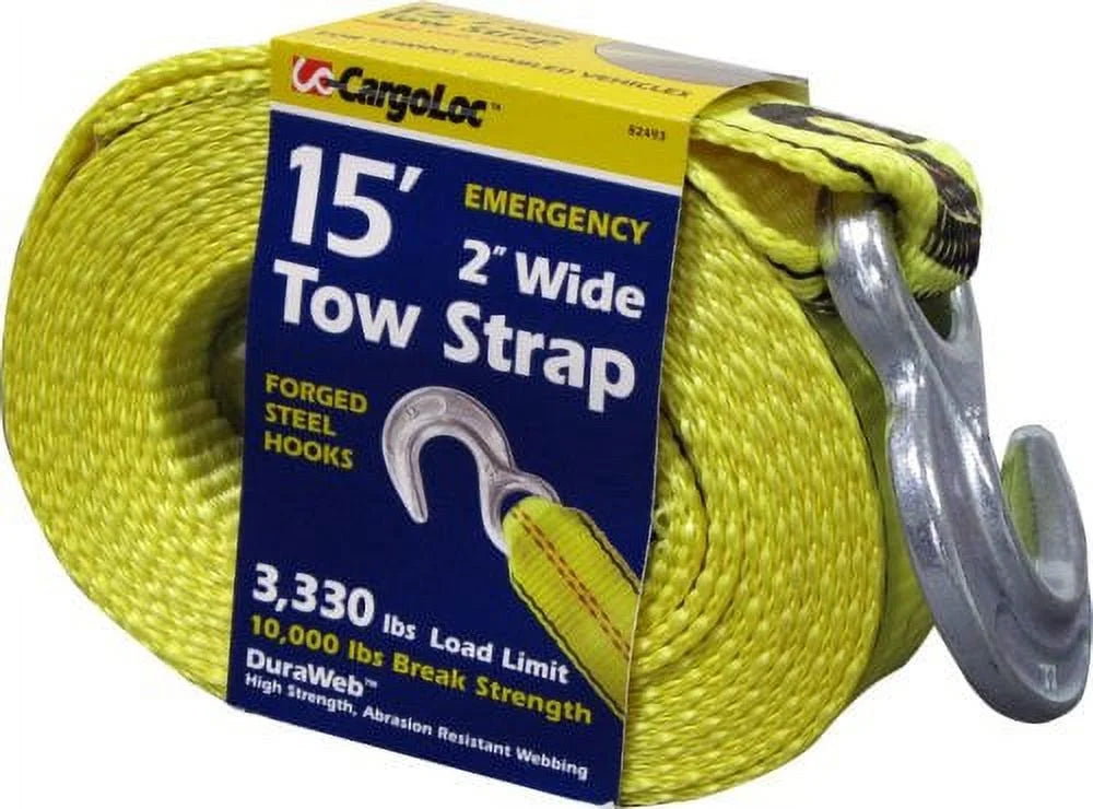15 Ft x 2 In 10,000 Lb Vehicle Recovery Tow Hook Strap L355150