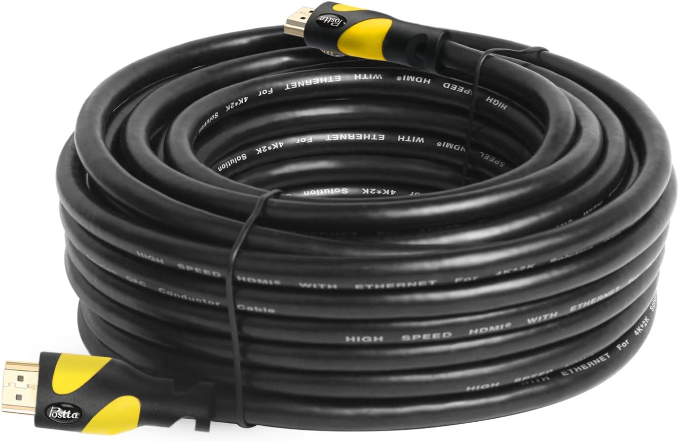 HDMI Cable 100 Feet Yellow HDMI 2.0V with Built-in Signal Booster 1 Pack S4405