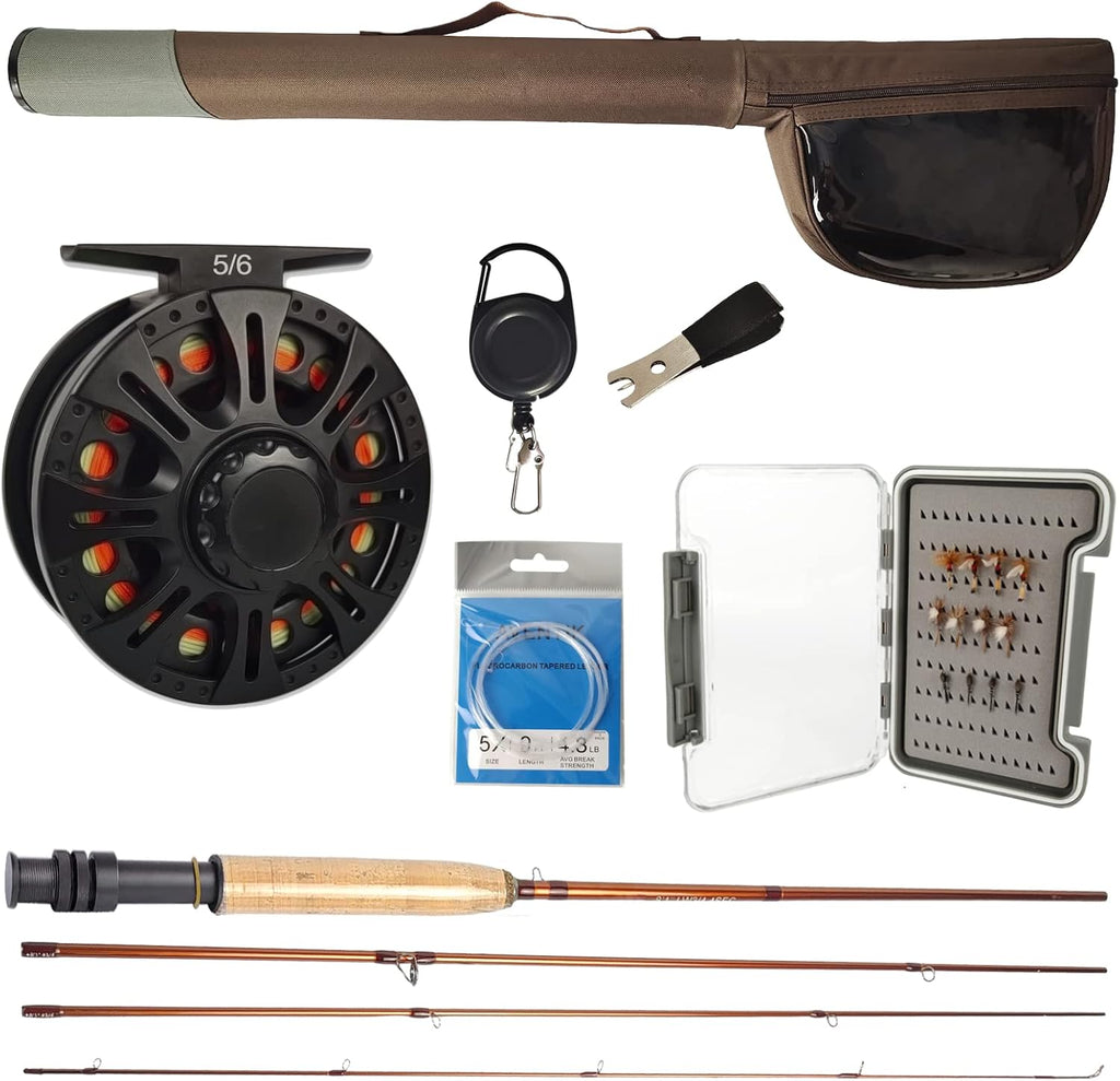 Fly Fishing Combo Kit Starter Fly Rod and Reel Outfit with Travel Case I575795