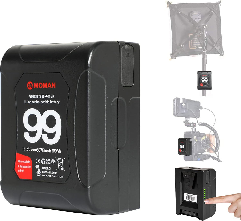 Moman Mini V Mount Battery 99Wh 15A with Dual D-Tap & USB Outputs Y97166