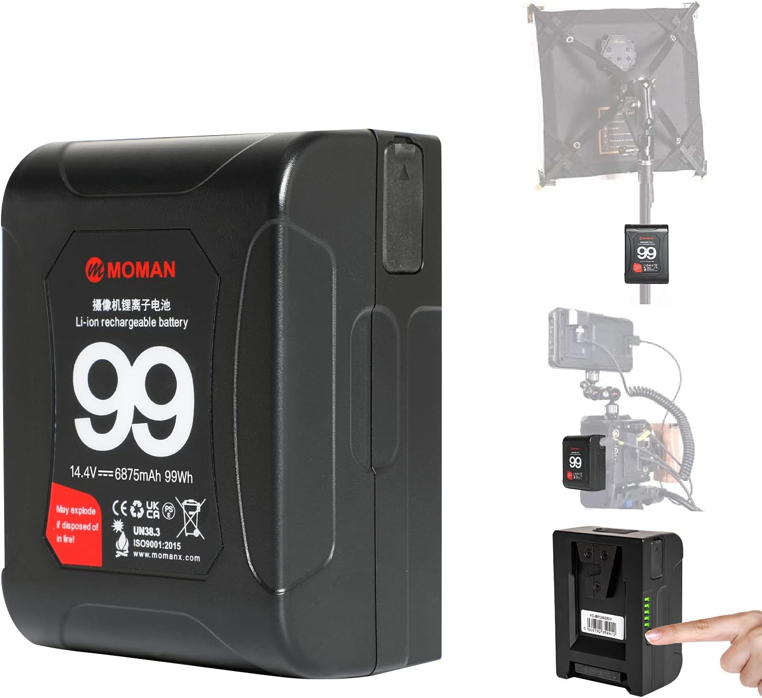 Moman Mini V Mount Battery 99Wh 15A with Dual D-Tap & USB Outputs Y97166
