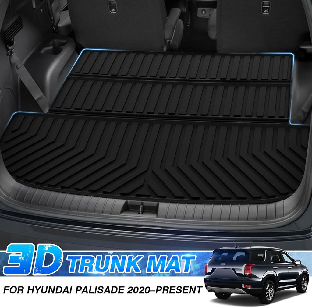Custom Fit Car Cargo Mat for Hyundai Palisade 3rd Row Down All Weather TPO Non-Slip Pack of 2 P6187