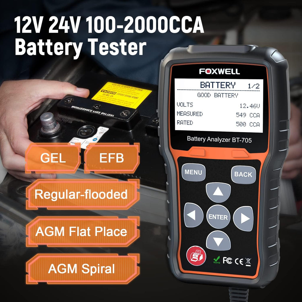 12V 24V Car Battery Tester 100-2000 CCA Diagnostic Tool R994002