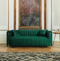 Green Velvet Sofa with Channel Tufting G6492