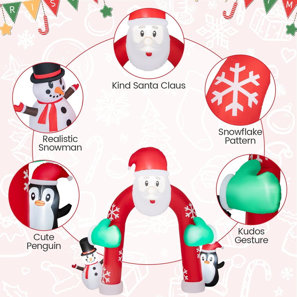 10FT Inflatable Christmas Santa Archway Decoration with LED Lights R594919