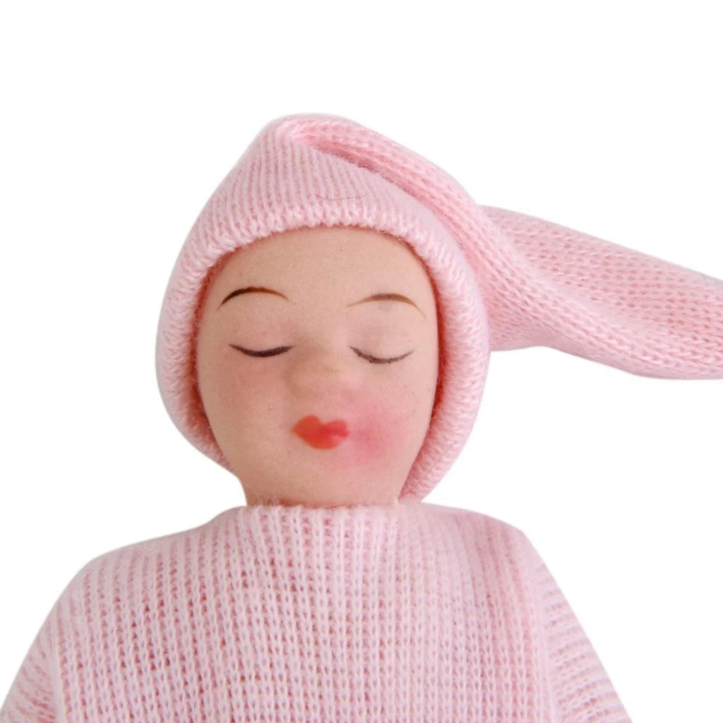 Porcelain Doll People Figure with Pink Sweater & Hat Y741370