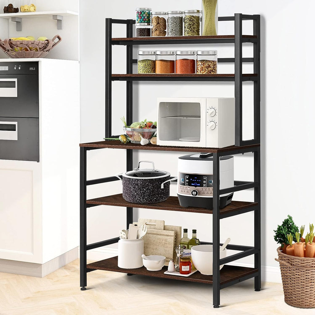 5-Tier Standing Bakers Rack with Shelves, Wood (Rustic Brown) A18979
