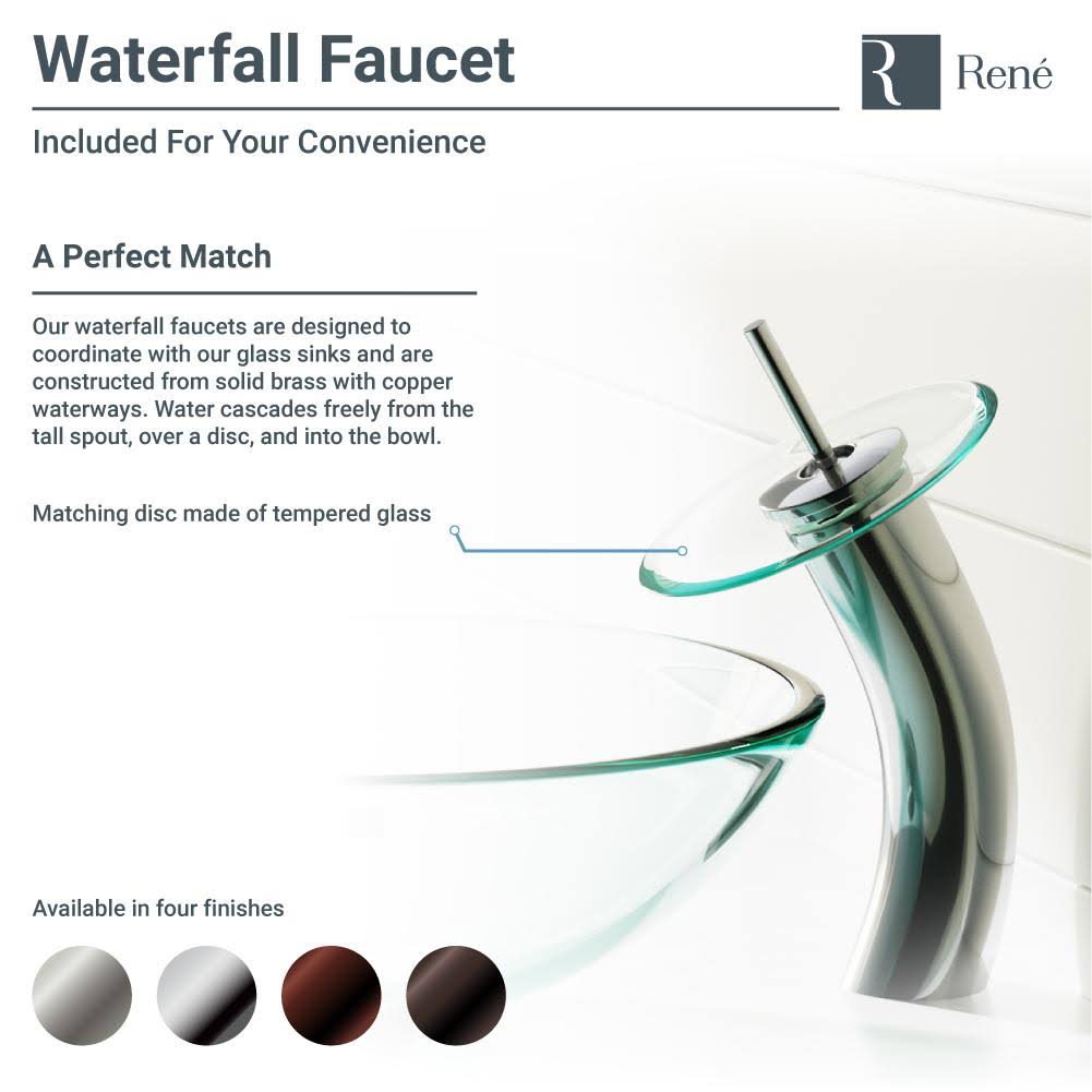 Colored Glass Vessel Sink with Oil Rubbed Bronze Waterfall Faucet M93276