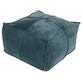 Midnight Green Cotton Square Pouf Ottoman K57759