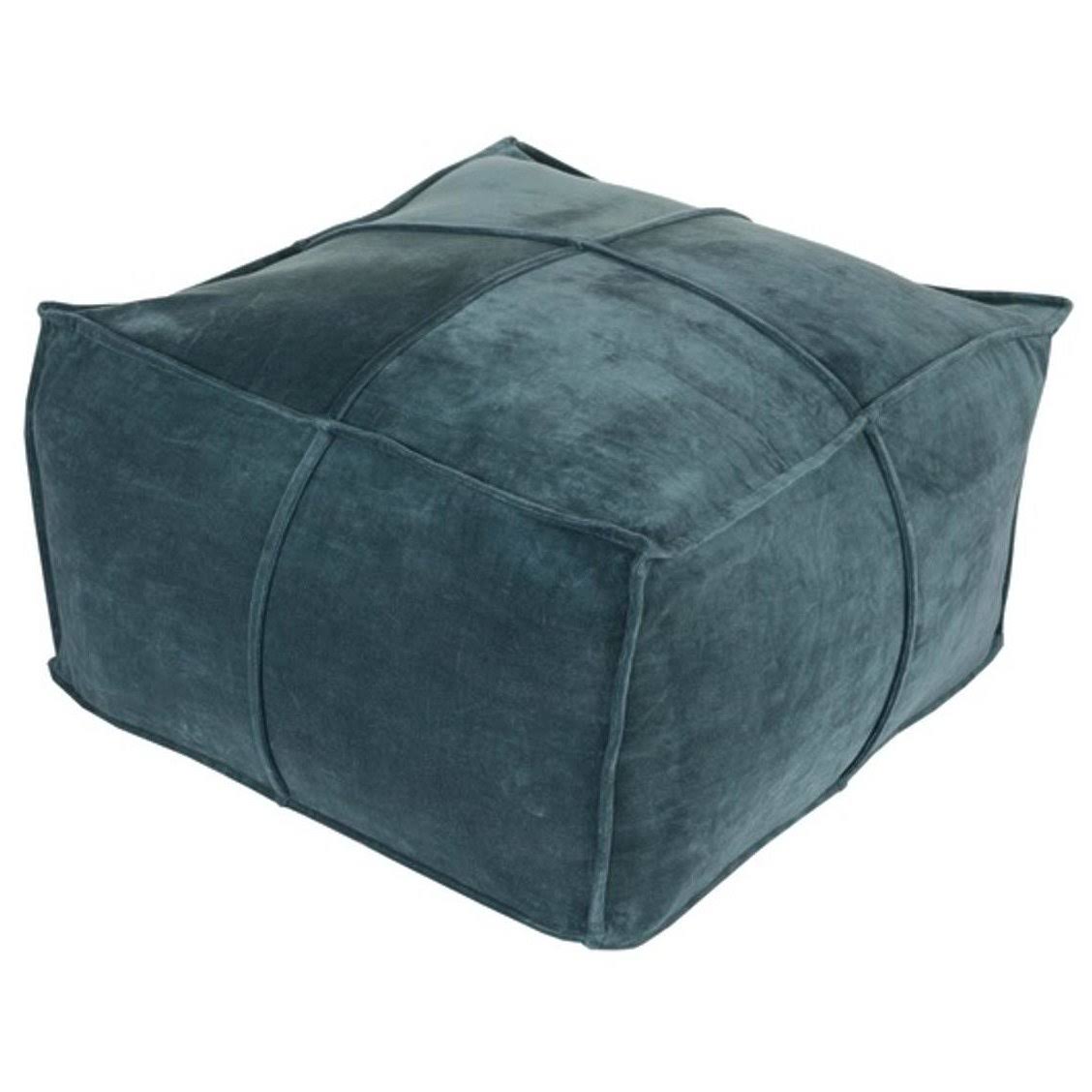 Midnight Green Cotton Square Pouf Ottoman K57759