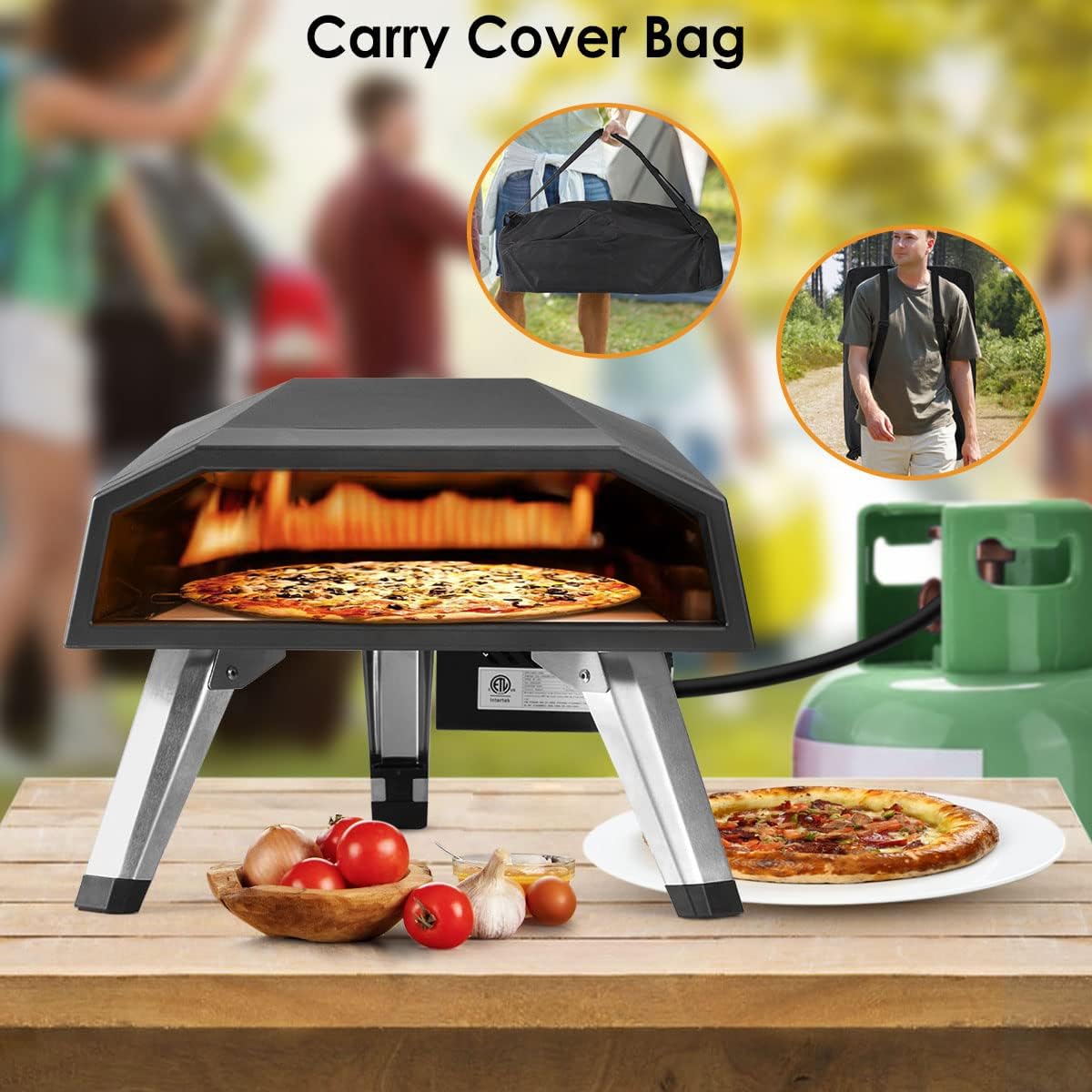 12 Portable Gas Pizza Oven with Pizza Stone and Pizza Cutter X291