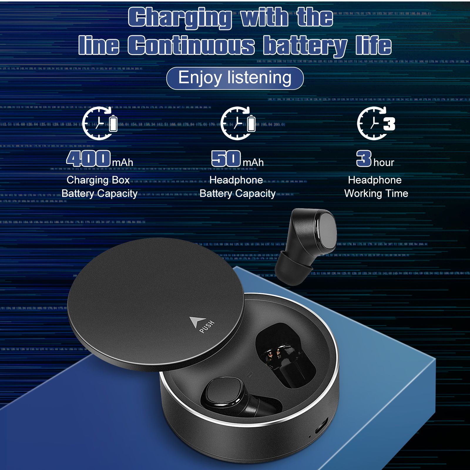 True Wireless Earbuds IPX5 Waterproof with Mic Black O554787
