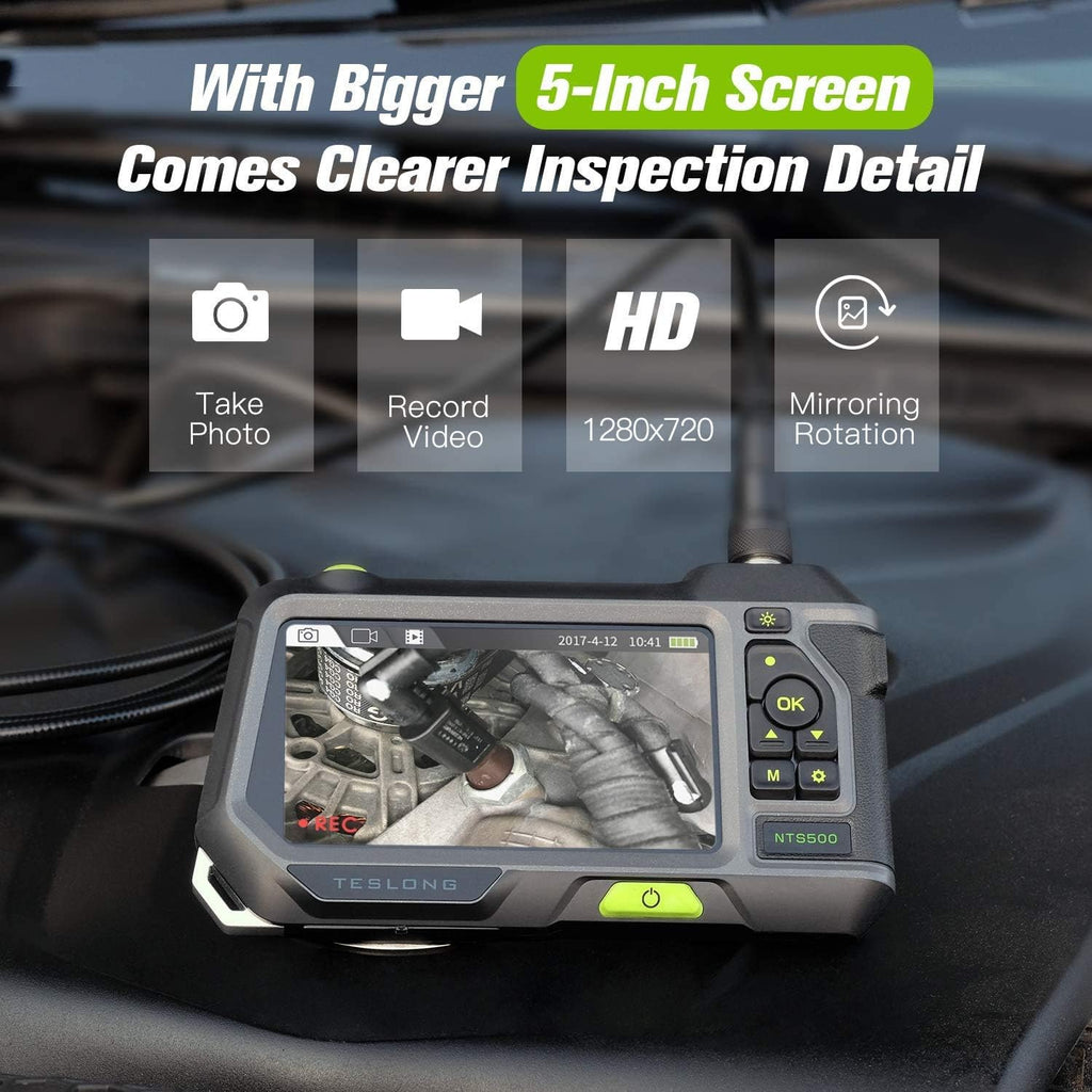 Industrial Borescope Inspection Camera with 5inch 720P HD Screen, 16.5ft Z3605