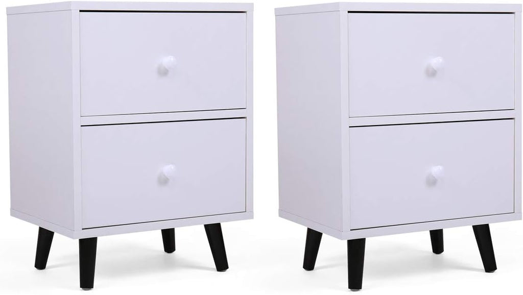White 2 Drawer Wood Nightstand Z283