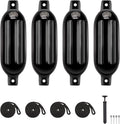 4 Pack Inflatable Boat Fenders Bumpers with 4 Ropes and Pump (5.5*20in) Y908992