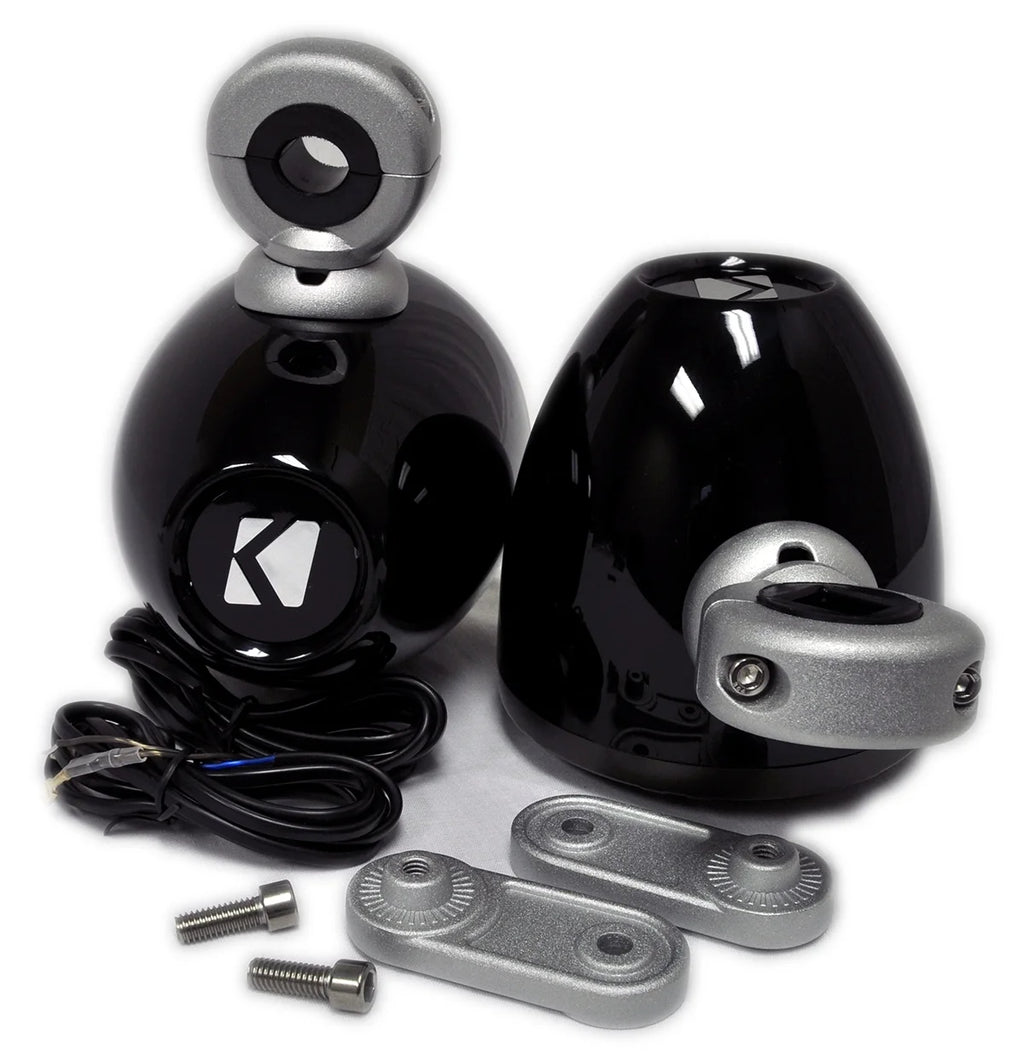 Kicker Black Mini Wake Tower Marine Enclosures with 4" KM speakers (2 ohm) B128