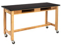 Solid Ash Wood Science Lab Table with HPL Top in Black Z95184