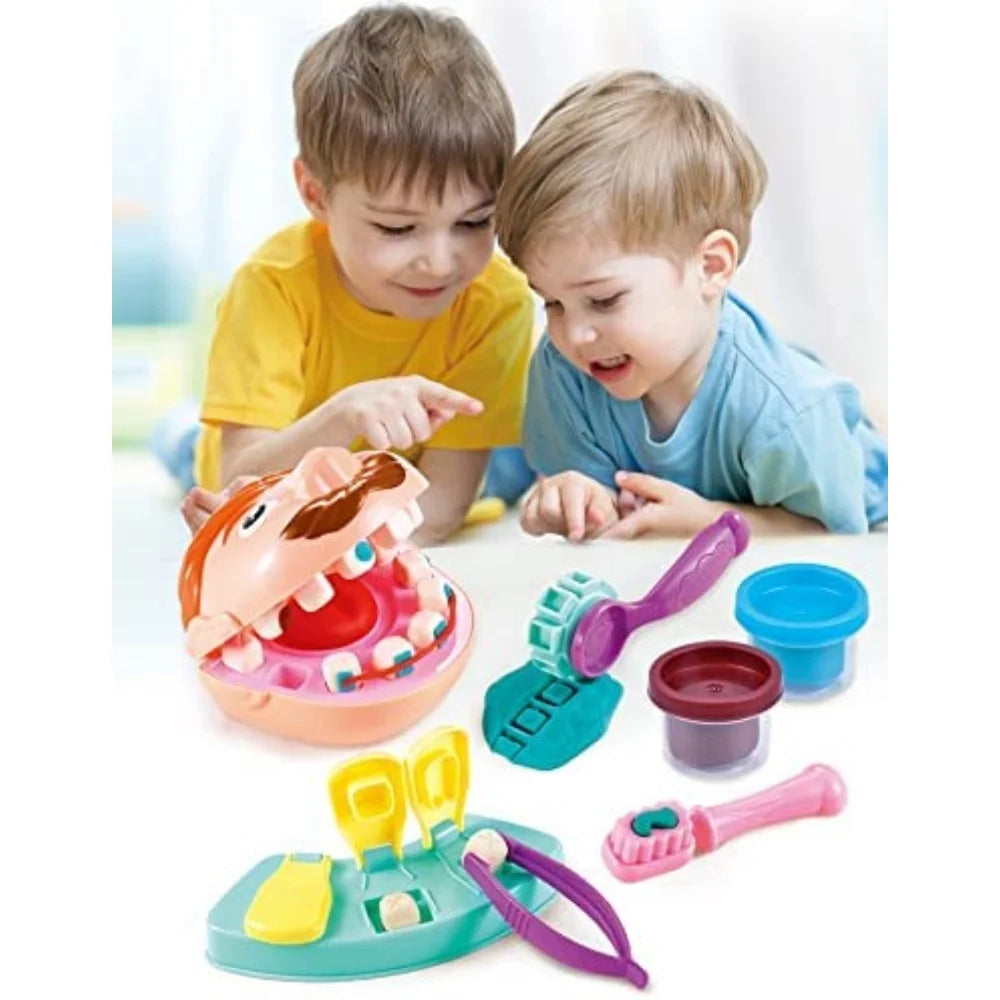 Kids Little Dentist Play Dough Set Toy Doctor Drill and Fill Playset Playdough Toy Set F414676
