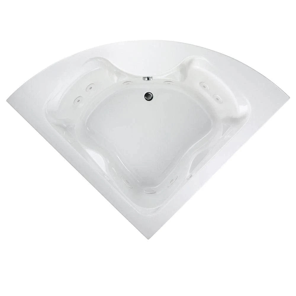 White 85 in. x 60 in. Center Drain Corner Whirlpool Tub M37926