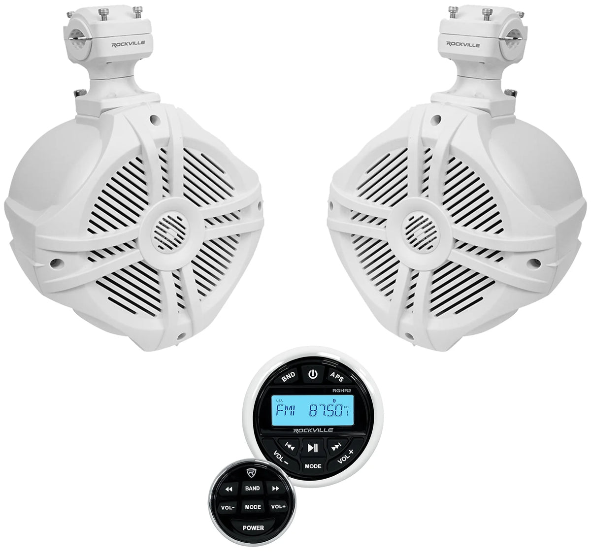 White 6.5" Marine Wakeboard Tower Speakers with Receiver P245605