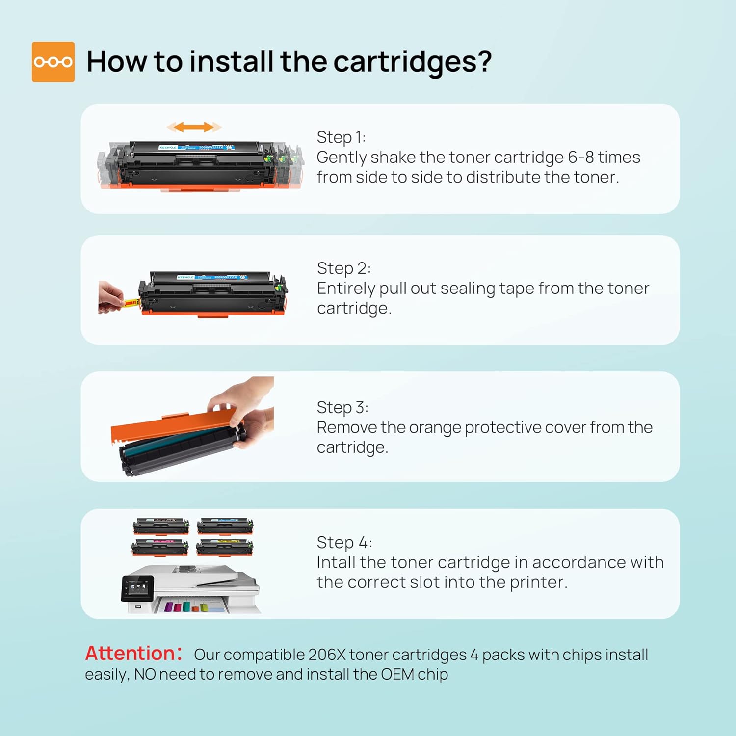 4 Pack High Yield Toner Cartridge with Chip for Color LaserJet Pro Printers F24218
