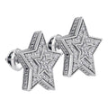 Men's Sterling Silver Diamond Star Cluster Stud Earrings V38020