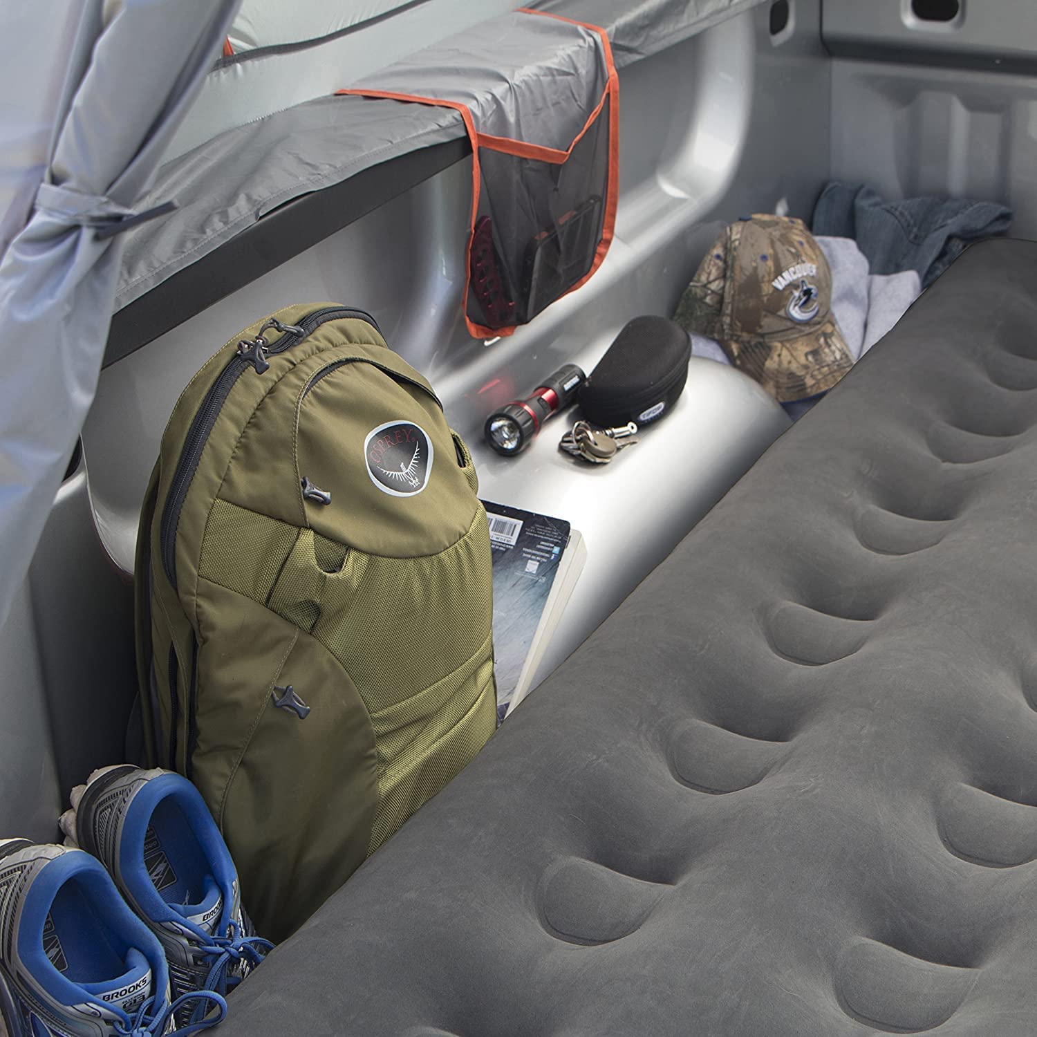 Truck Tent, Air Mattress, and Weather Radio Bundle for Pickup Truck Bed Camping E31090