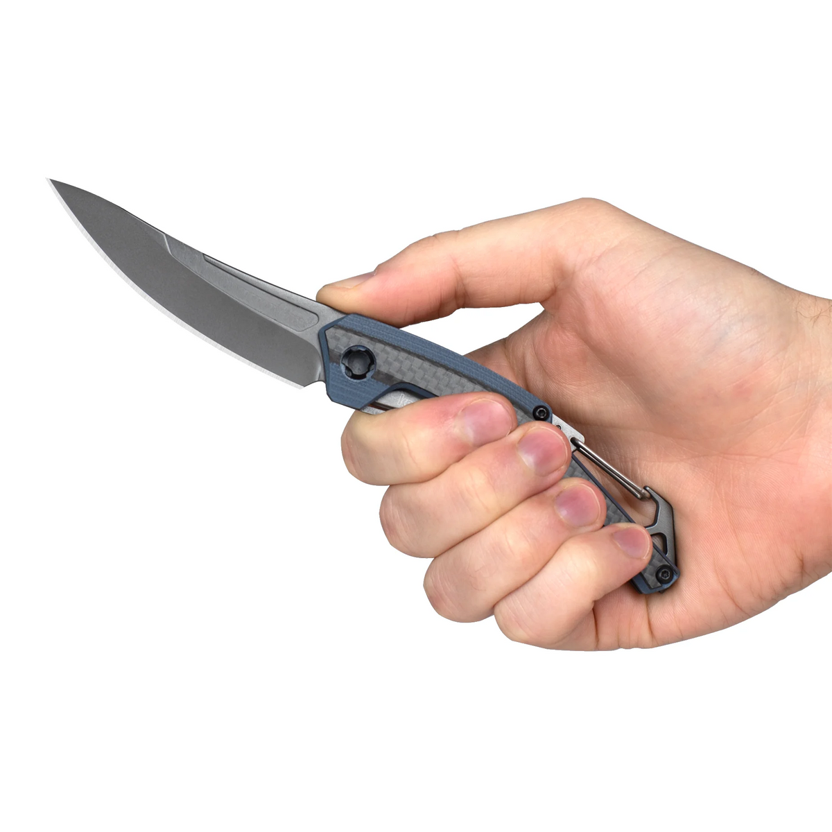 Black Lightweight 3 inch Blade Manual Knife with Carbon Fiber Overlay K847