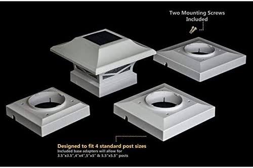 White Dual Lighted Solar Post Cap Set 2 Aluminum T4685