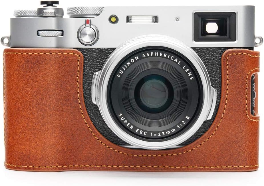 Black Leather Half Camera Case Bag Cover with Hand Strap G9060