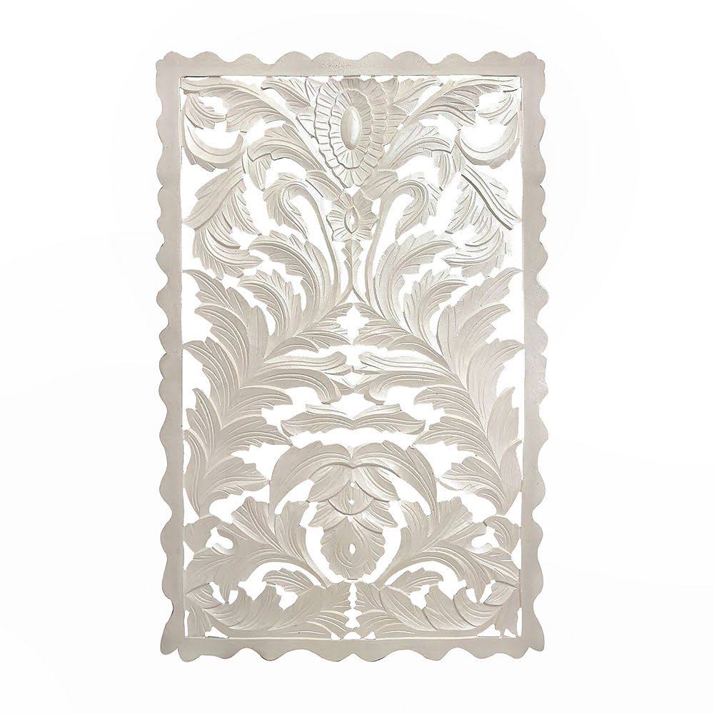 Carved Out White Wood Panel D7911