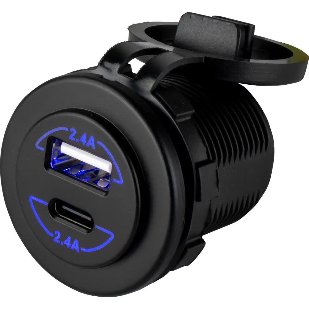 Round Dual USB USB-C Power Socket X638