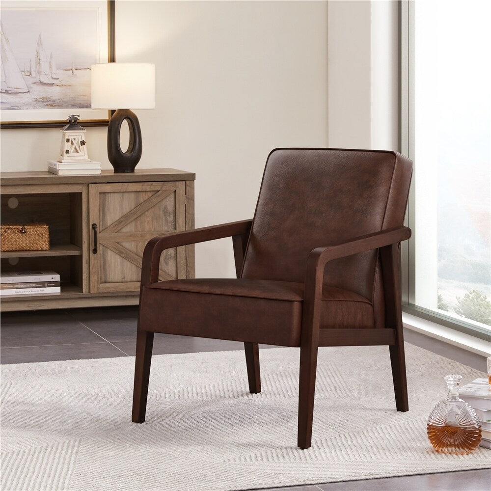 Dark Brown Faux Leather Accent Chair R440