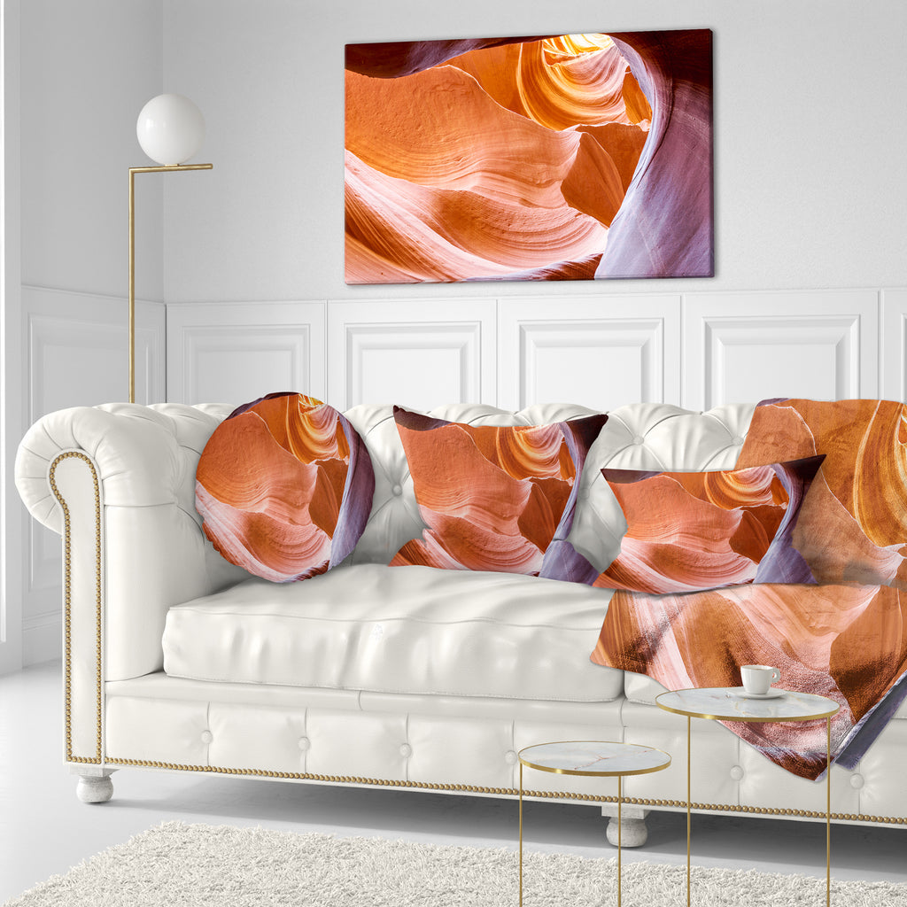 Antelope Canyon Inside View Landscape Photography Throw Pillow S3757