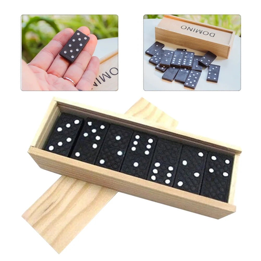 Black Wooden Domino Blocks Set Stacking Toy Blocks Board Games U850203