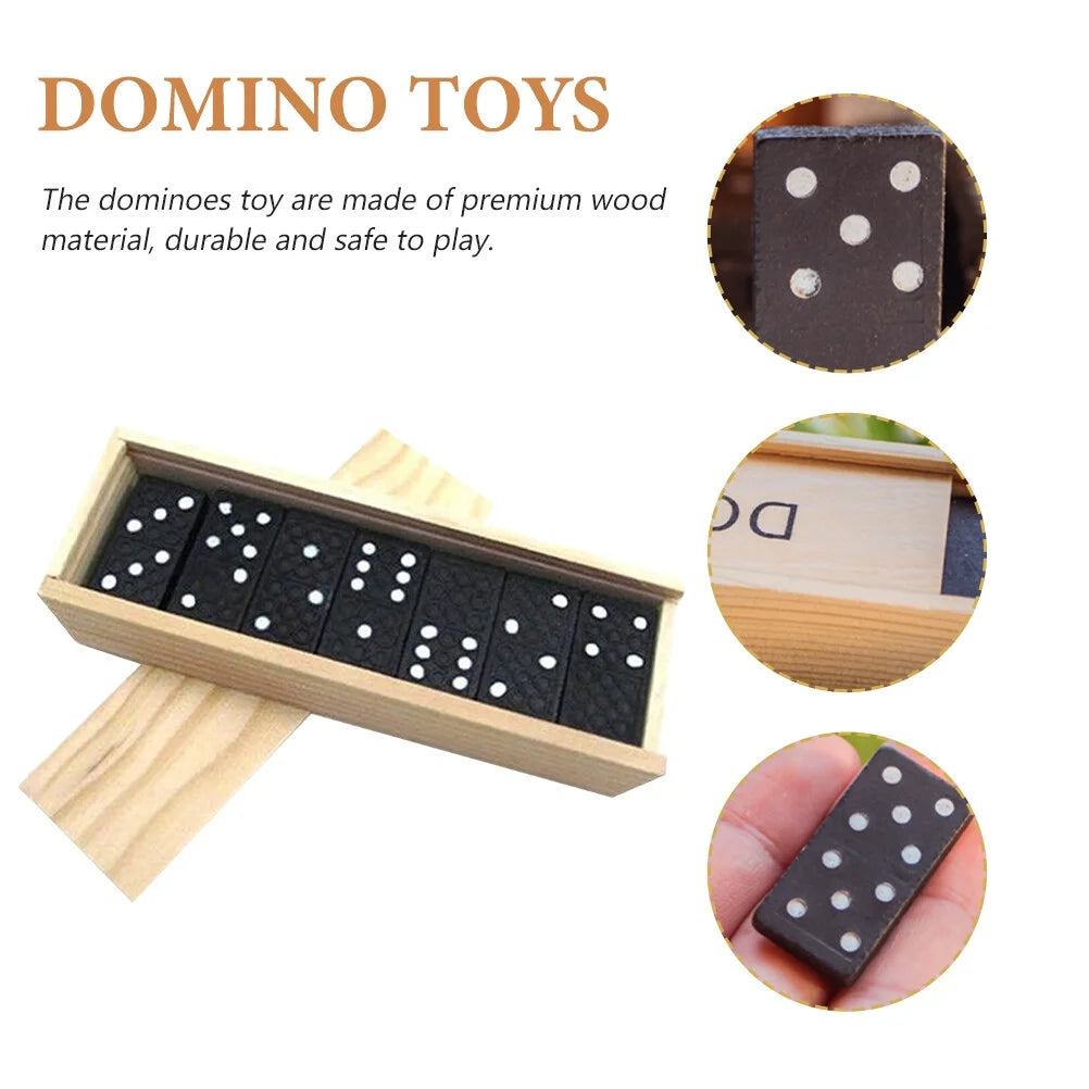 Black Wooden Domino Blocks Set Stacking Toy Blocks Board Games U850203