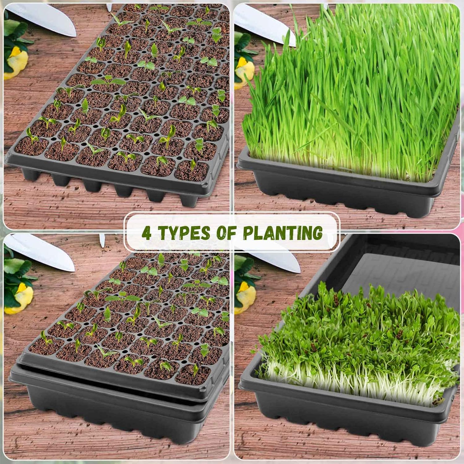 18 Pcs Seed Starter Tray with Base Tray, 72 Cells, No Drain Holes, Pack of 2 Z724548