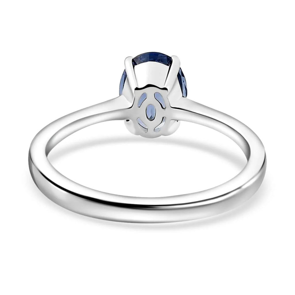 AAA Sapphire Oval 18K White Gold Solitaire Ring Size 7 Ct 1.15 R117