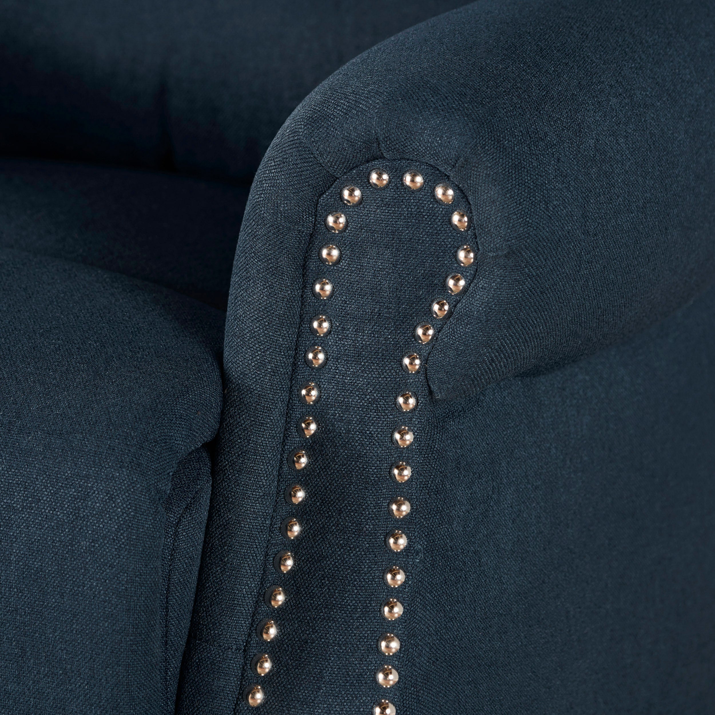 Navy Blue Tufted Fabric Power Recliner R802