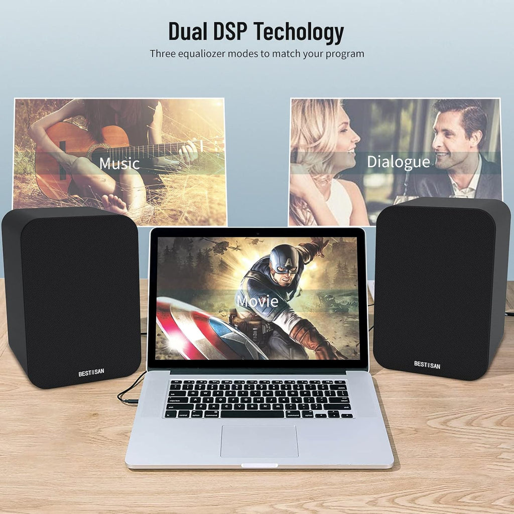 4 Inch Powered Bookshelf Speakers, Black, Pair X144481