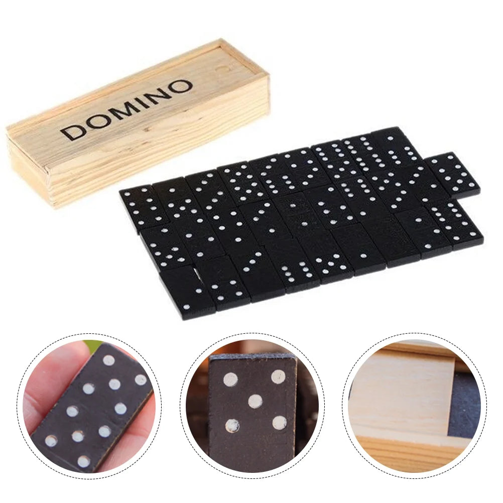 Black Wooden Domino Blocks Set Stacking Toy Blocks Board Games U850203