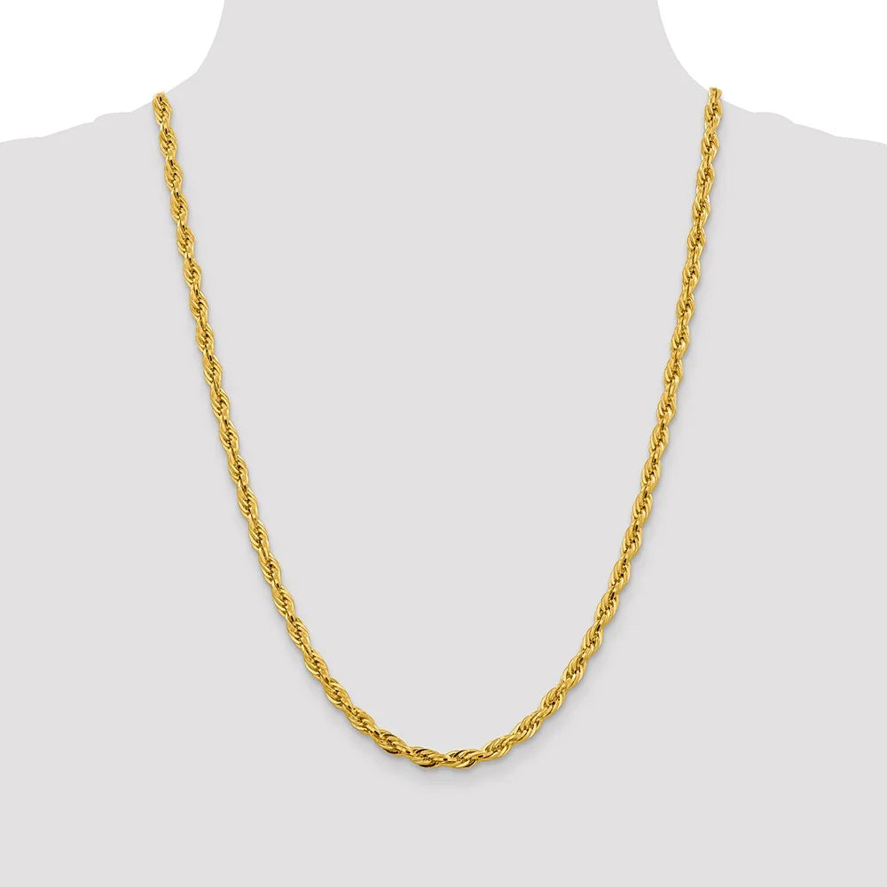 14kt Yellow Gold 24 inch Rope Chain with Lobster Clasp Z1381