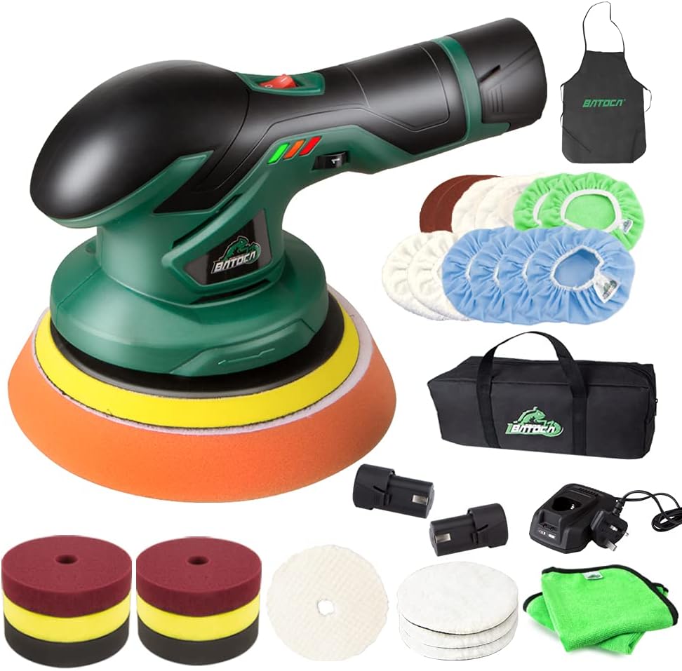 Cordless Car Buffer Polisher with 2pcs 12V Lithium Rechargeable Battery Brushless Polisher M4306