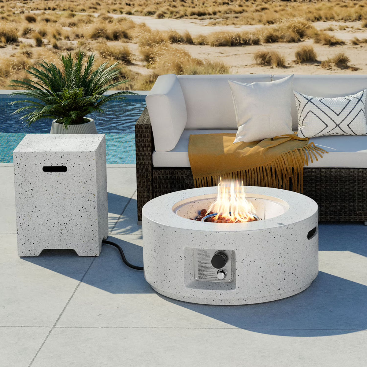 40,000 BTU Outdoor 28-inch Round Propane Fire Pit Table Set B502