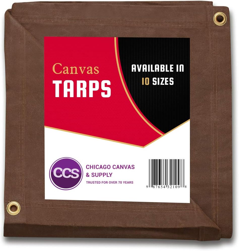 Olive Drab 10 by 12 Feet Waterproof Canvas Tarp with Rustproof Grommets J6368