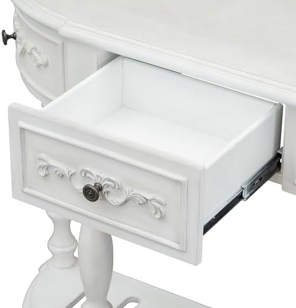 Espresso Solid Wood Half-Moon Console Table with 3 Drawers and Shelf S36308