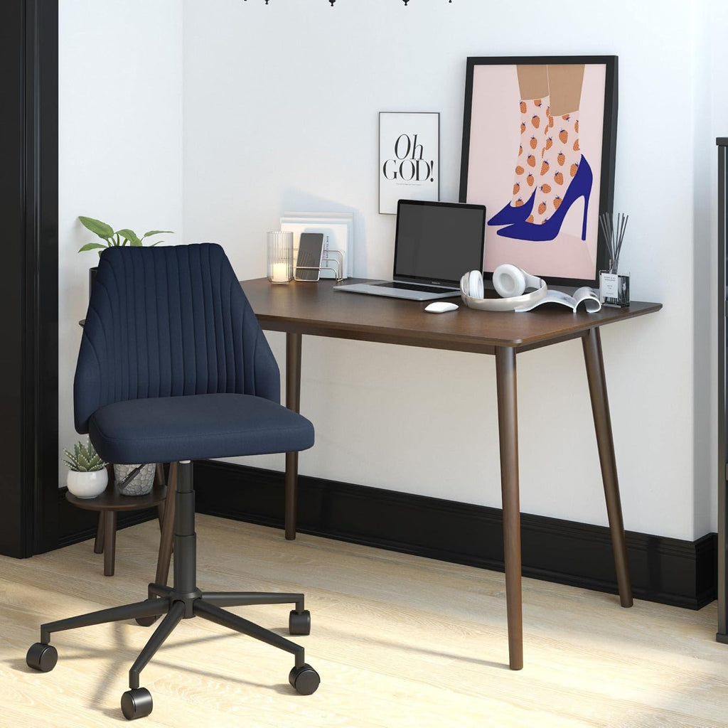 Mustard Linen Office Chair with Casters H66193